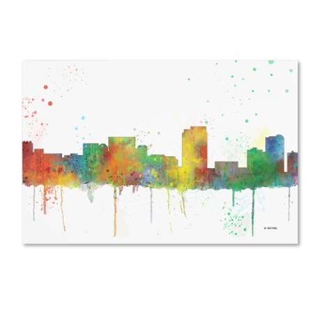 Trademark Fine Art Marlene Watson 'Honolulu Hawaii Skyline Mclr-1' Canvas Art, 16x24 MW0214-C1624GG